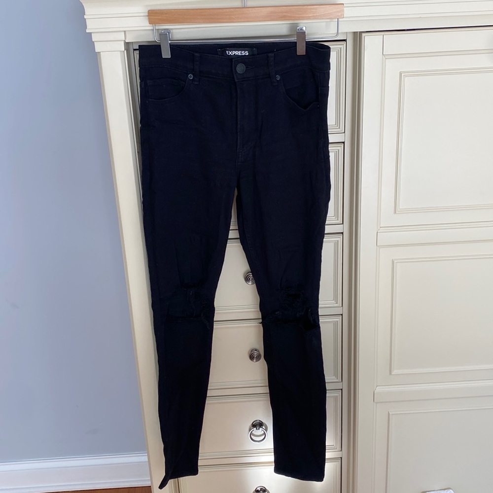 Express black distressed jeans